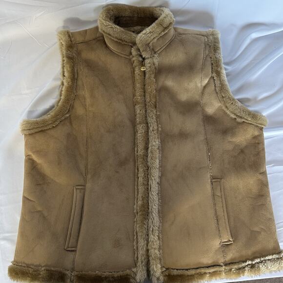 Faux Shearling Jaclyn Smith Vest XXL Suede Look Zip Front Fuzzy Soft Lined - Picture 11 of 13